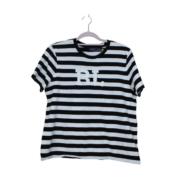 Polo by Ralph Lauren Tops - Polo Ralph Lauren Black & White Stripe Logo Short Sleeve T-Shirt Top Size XL
